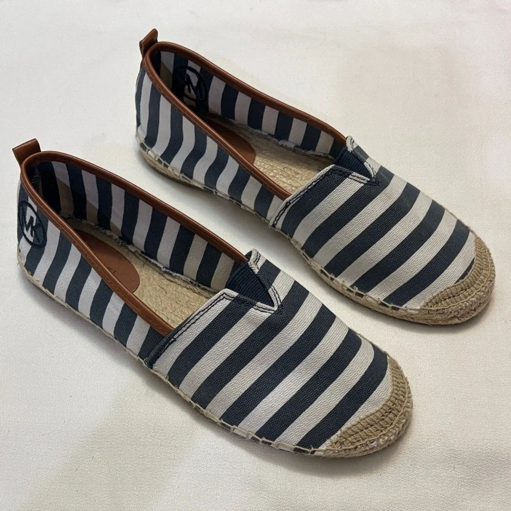 Michael Kors Navy and White Striped Women’s Espadrilles Size 8